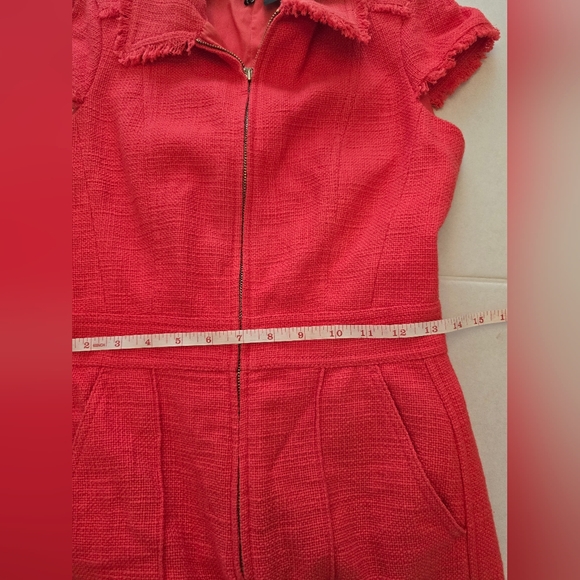 NWT ME+EM Textured Zip-Up Jumpsuit Tulip Red Size 2 - Picture 10 of 16